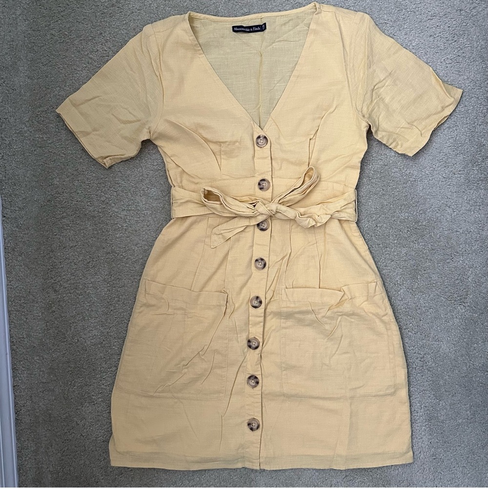 Abercrombie & Fitch Yellow Cotton Mini Dress